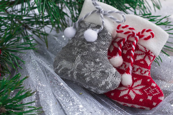 圣诞节作文针织袜子圣诞节树分支