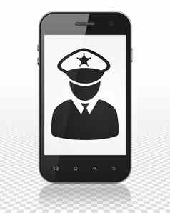 安全概念智能手机警察显示