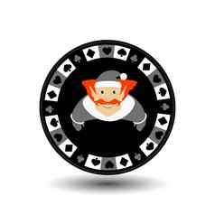 扑克芯片圣诞节一年精灵罩灰色的图标插图白色背景单独的很容易网站设计装饰印刷
