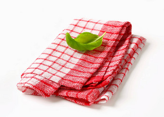 红色的白色厨房茶毛巾