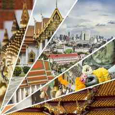 拼贴画曼谷泰国图片旅行背景巨像