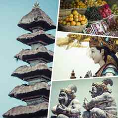 拼贴画巴厘岛印尼图片旅行背景照片