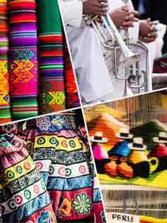 拼贴画秘鲁传统的文化图片旅行背景
