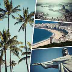 拼贴画里约1月巴西图片旅行背景