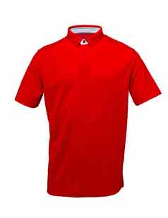高尔夫球红色的三通衬衫白色领白色背景