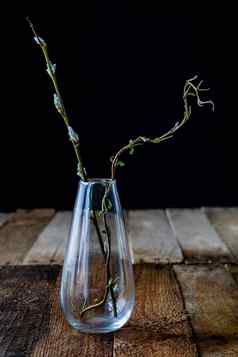 干花玻璃花瓶木表格