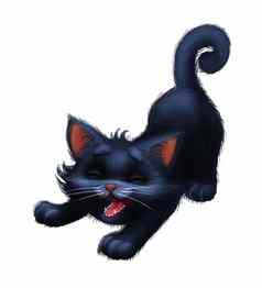 可爱的毛茸茸的小猫卡通动物字符吉祥物伸展运动
