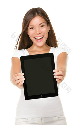 女人显示平板电脑<strong>触控</strong>板屏幕