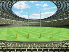 美丽的现代轮澳大利亚规则足球体育场橄榄绿色灰色座位贵宾盒子