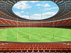 美丽的现代轮澳大利亚规则足球体育场橙色座位贵宾盒子
