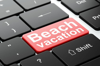 假期概念海滩假期电脑键盘背景