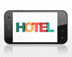 旅游概念智能手机酒店显示