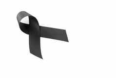 黑色的丝带象征哀悼白色背景