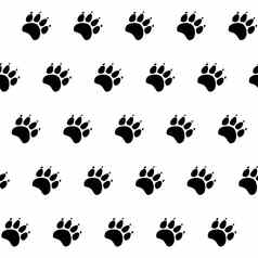 猫狗爪子无缝的模式动物足迹纹理插图