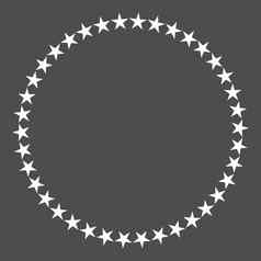 明星圆形状布满星星的边境框架图标孤立的黑暗黑色的背景