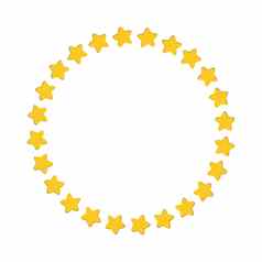 明星圆形状布满星星的边境框架图标孤立的白色背景