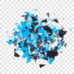 摘要三角形粒子透明的阴影广告面板信息图表背景项展示概念爆炸云黑色的蓝色的块透明的背景