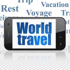 假期概念智能手机世界旅行显示