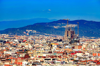 全景视图城市巴塞罗那西班牙
