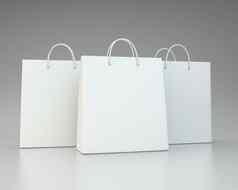 空白白色购物纸袋集