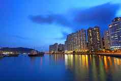 在香港香港晚上视图市中心区域