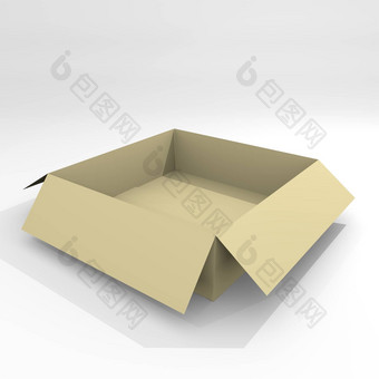 空开放盒子孤立的白色背景插图纸盒子运输纸板小包现实的详细的
