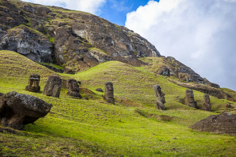moais雕像的拉拉库火山复活节岛
