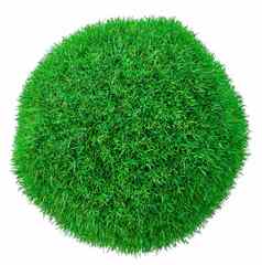 绿色草球孤立的白色