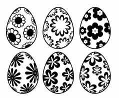 黑色的白色复活节一天鸡蛋花设计