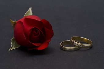 婚礼环红色的玫瑰黑色的
