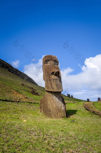 moais雕像的拉拉库火山复活节岛