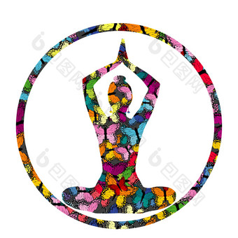 色彩斑斓的瑜伽图标