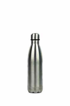 银热水瓶瓶体育运动设计孤立的白色背景复制空间