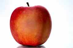 红色的苹果水滴皮肤孤立的白色背景复制空间健康的水果健康的食物概念素食主义者食物