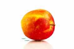 红色的苹果水滴皮肤孤立的白色背景复制空间健康的水果健康的食物概念素食主义者食物