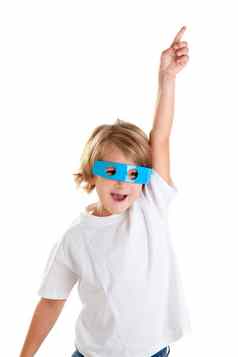 孩子们孩子未来主义的有趣的蓝色的眼镜快乐