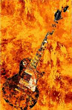 燃烧黑色的岩石吉他