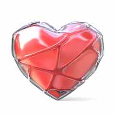 红色的心破碎的冰壳牌