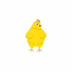 可爱的脂肪黄色的复活节鸡卡通插图