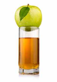 玻璃绿色苹果汁水果孤立的