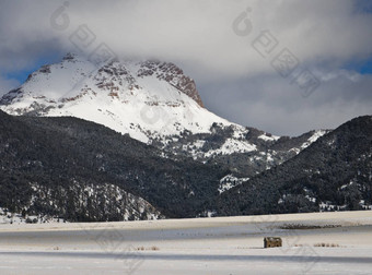 斯芬克斯山牧场土地冬天麦迪逊县蒙大拿美国