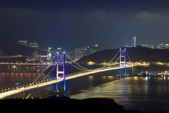 在香港香港现代立交桥桥梁晚上