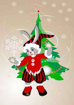 一年祝贺兔子圣诞老人老人