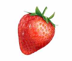 多汁的新鲜的水滴草莓孤立的白色背景
