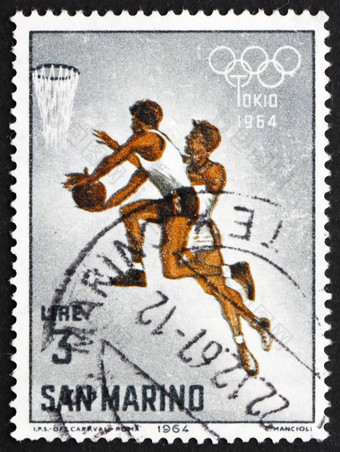 邮资邮票三马里诺篮球奥运游戏