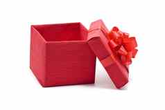 开放红色的礼物盒子弓