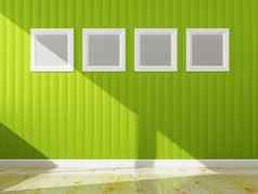 绿色墙颜色白色框架室内呈现