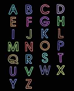 色彩斑斓的字体。激光光字母无所不包的