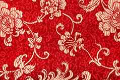 传统的中国人花模式红色的织物