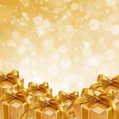 黄金礼物盒子摘要黄金圣诞节背景